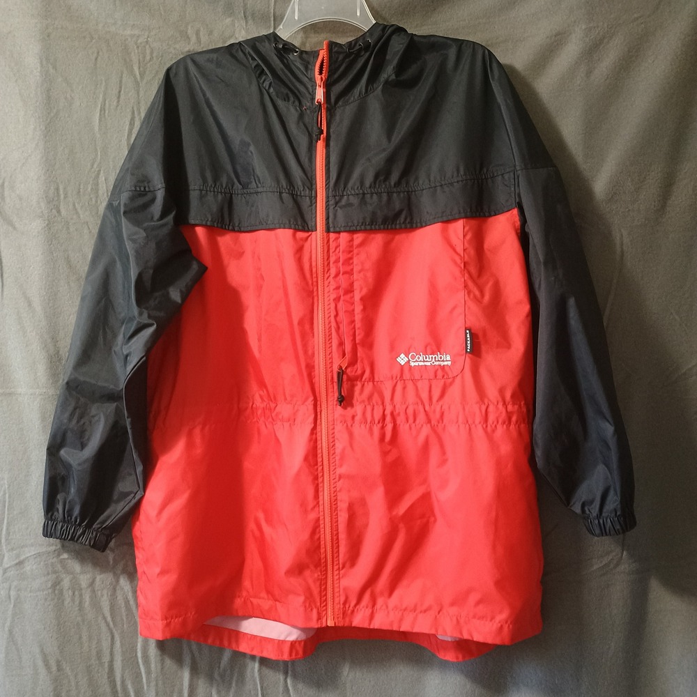 Columbia Sportswear Womens XL Packable Windbreaker Jacket Red Black KL3920 Hood